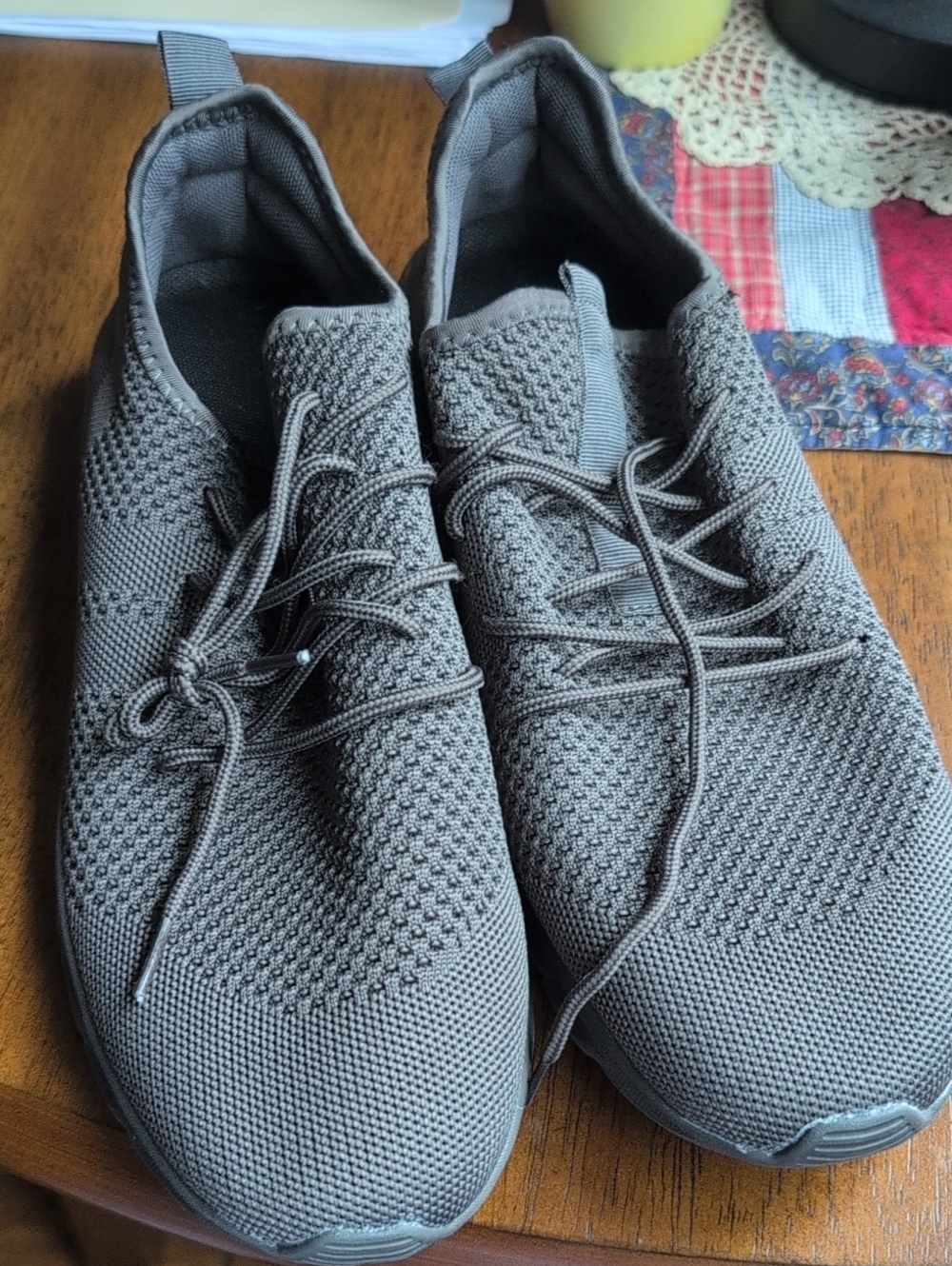 Source Unknown Men’s Charcoal Knit Lace-Up Sneakers
